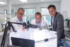 From the left: PhD, H. Wachta BEng, PhD, K. Tereszkiewicz, BEng, PhD, DSc, Assoc. Prof.,  Ł. Kulig BEng,